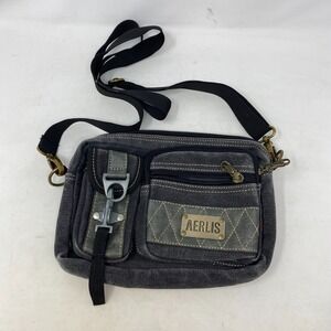 Aerlis Shoulder Bag Canvas Unisex Grey Textile Utility Grunge